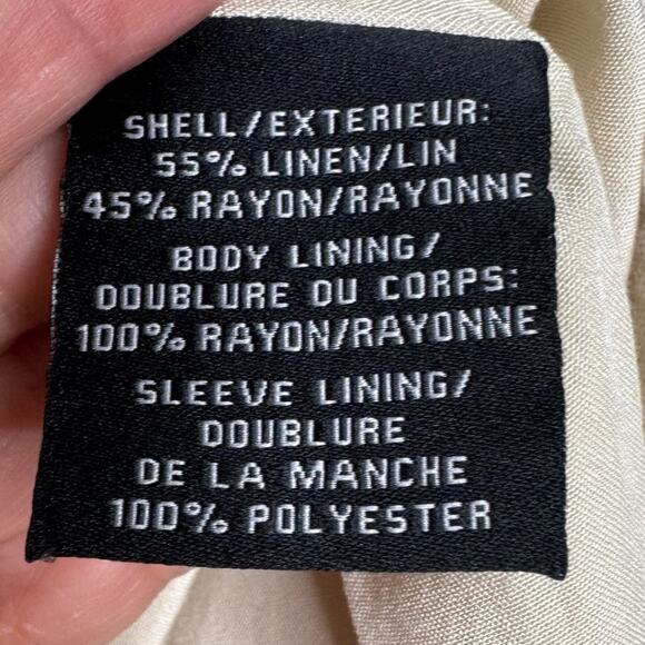 7 For All Mankind Womens Cream XS Linen Blend Blazer Single Breasted - Picture 9 of 10